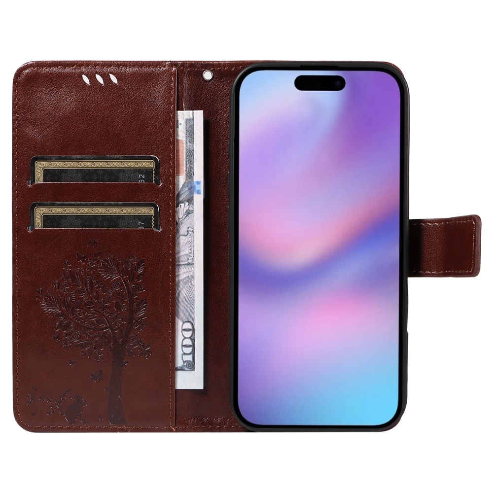 Trees knížkové pouzdro na iPhone 17 - hnědé