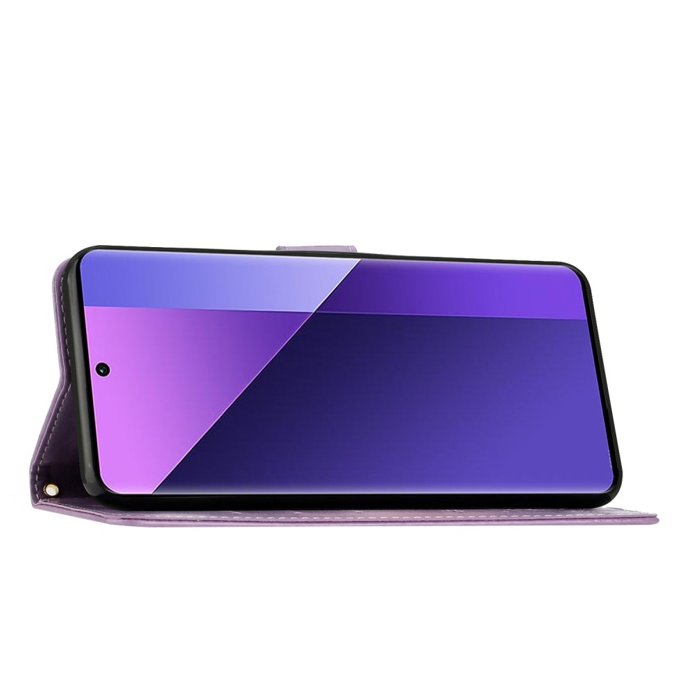 Flowers knížkové pouzdro na Xiaomi Redmi Note 14 5G - světlefialové
