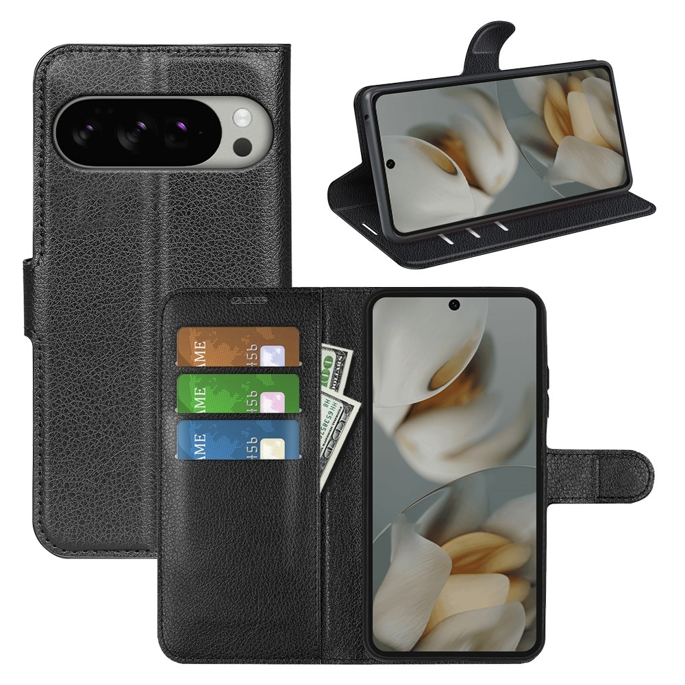 Litchi knížkové pouzdro na Google Pixel 10 Pro XL - černé
