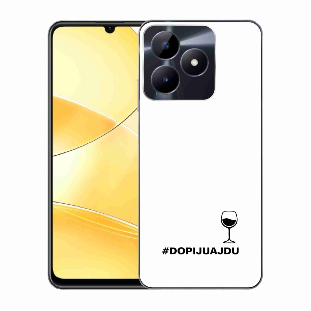 Gelový kryt mmCase na Realme C51/C53 - vinný motiv bílé pozadí
