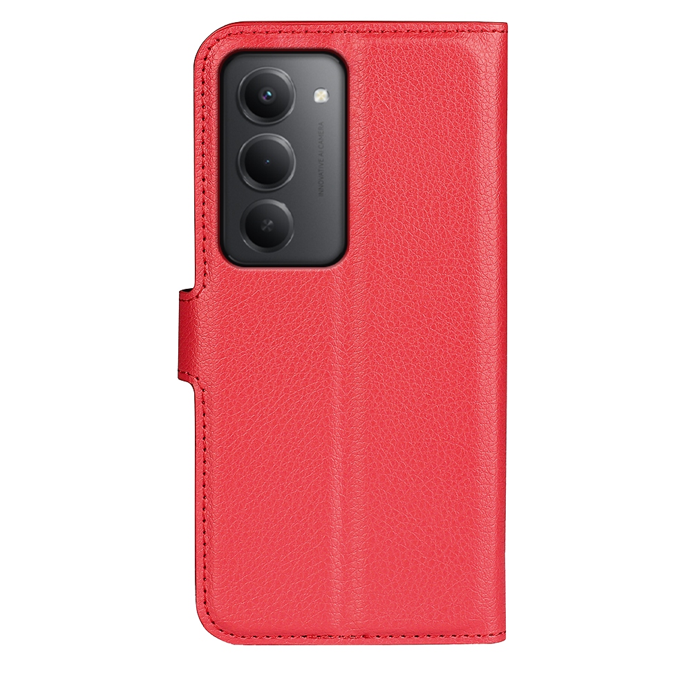 Litchi knížkové pouzdro na Xiaomi Redmi 15 4G/5G (171mm) - červené