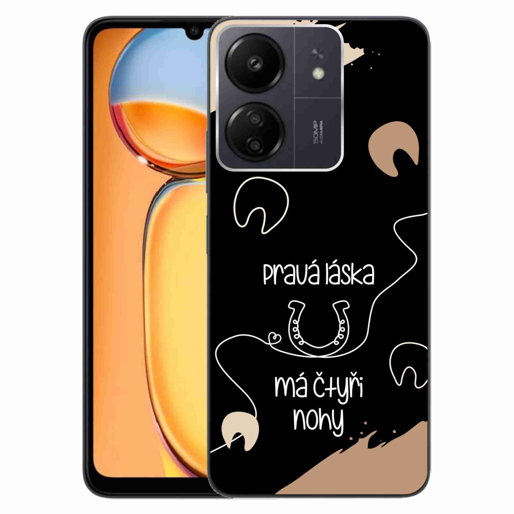 Gelový kryt mmCase na Xiaomi Poco C65/Redmi 13C - koňský motiv černé pozadí
