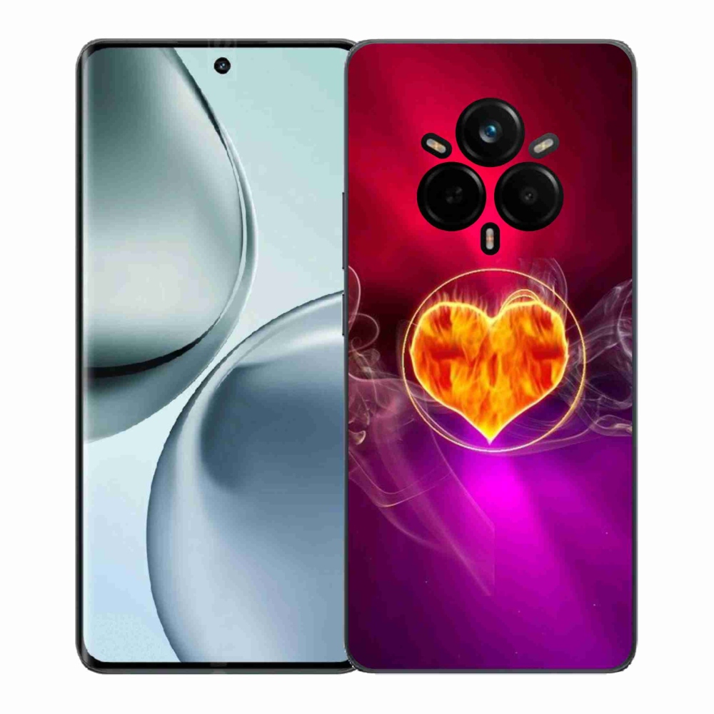 Gelový kryt mmCase na Realme 14 Pro+ 5G - ohnivé srdce