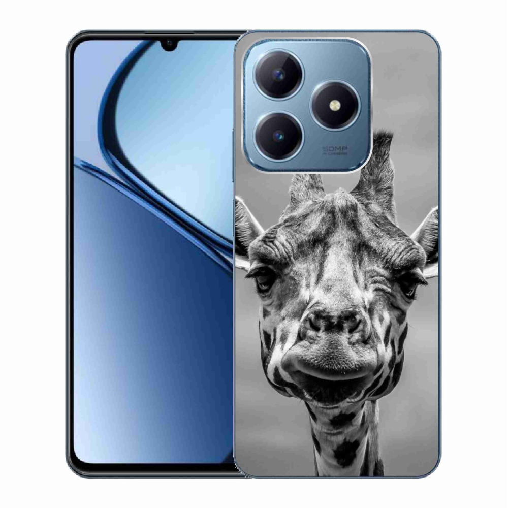 Gelový kryt mmCase na Realme C63 - černobílá žirafa
