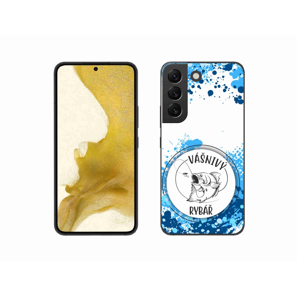 Gelový kryt mmCase na Samsung Galaxy S22 5G - vášnivý rybář bílé pozadí