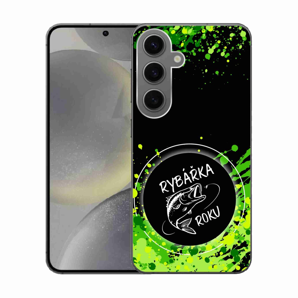 Gelový kryt mmCase na Samsung Galaxy S24 - rybářka roku černé pozadí