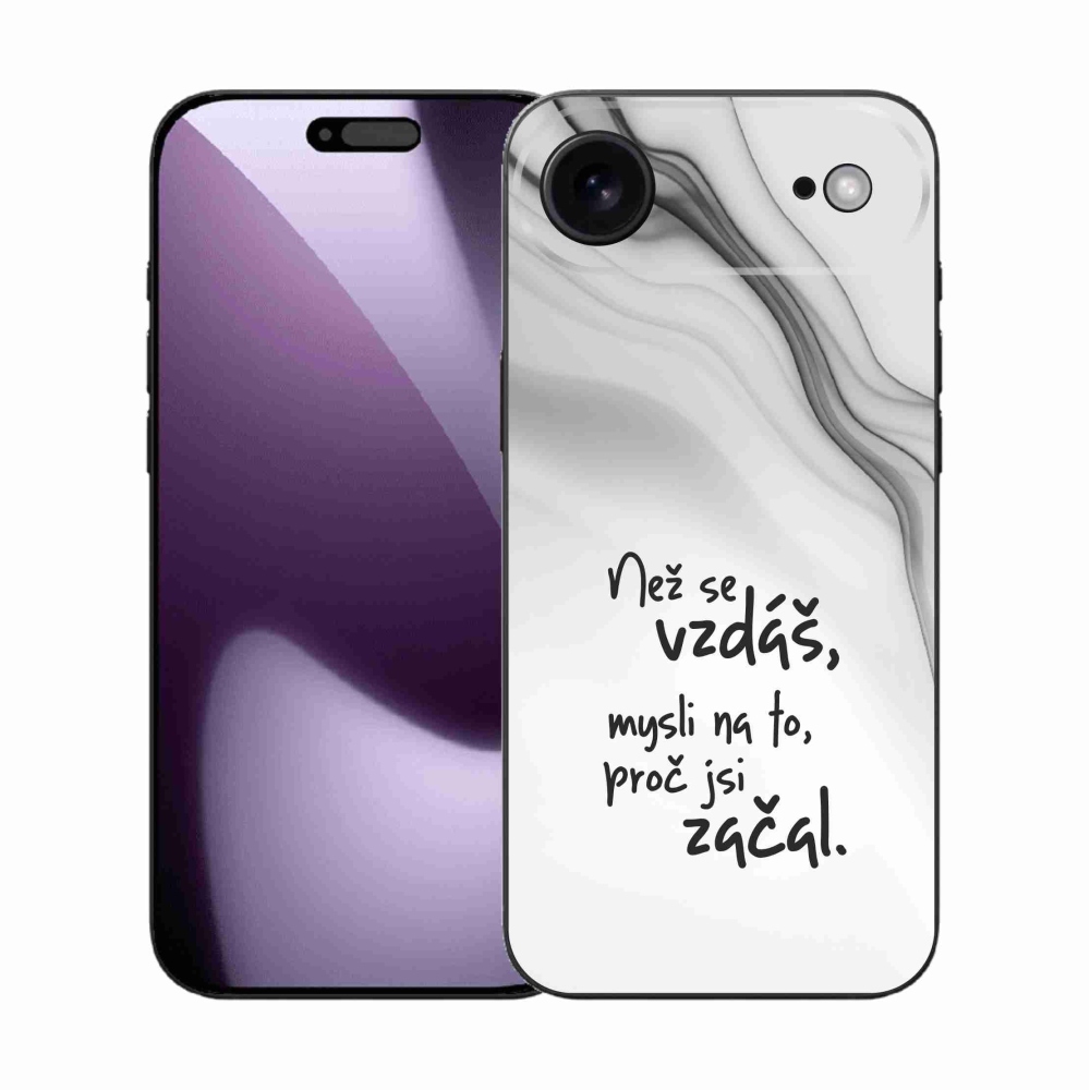 Gelový kryt mmCase na iPhone 17 Air - citát 2 bílé pozadí