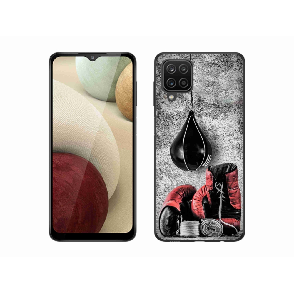 Gelový kryt mmCase na Samsung Galaxy A12 - boxovací pytel a rukavice