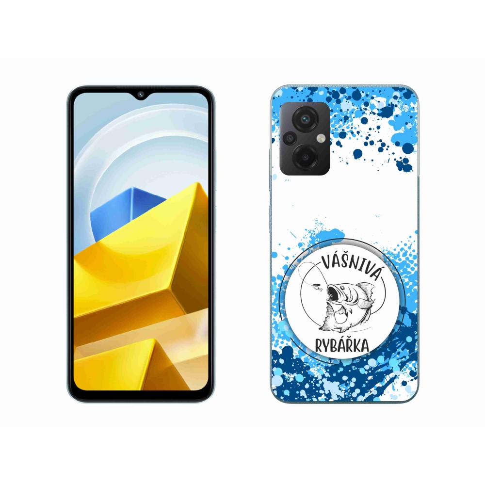 Gelový kryt mmCase na Xiaomi Poco M5 4G - vášnivá rybářka bílé pozadí