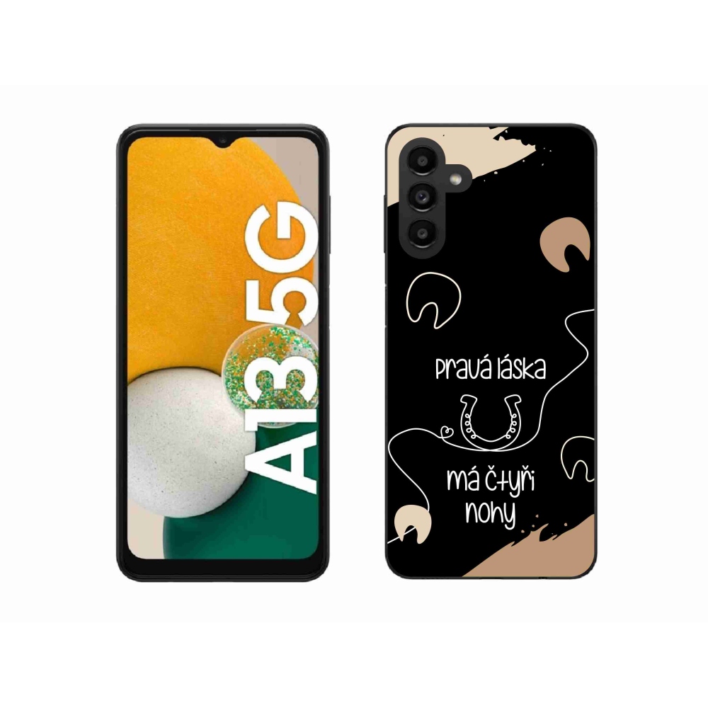 Gelový kryt mmCase na Samsung Galaxy A13 5G - koňský motiv černé pozadí