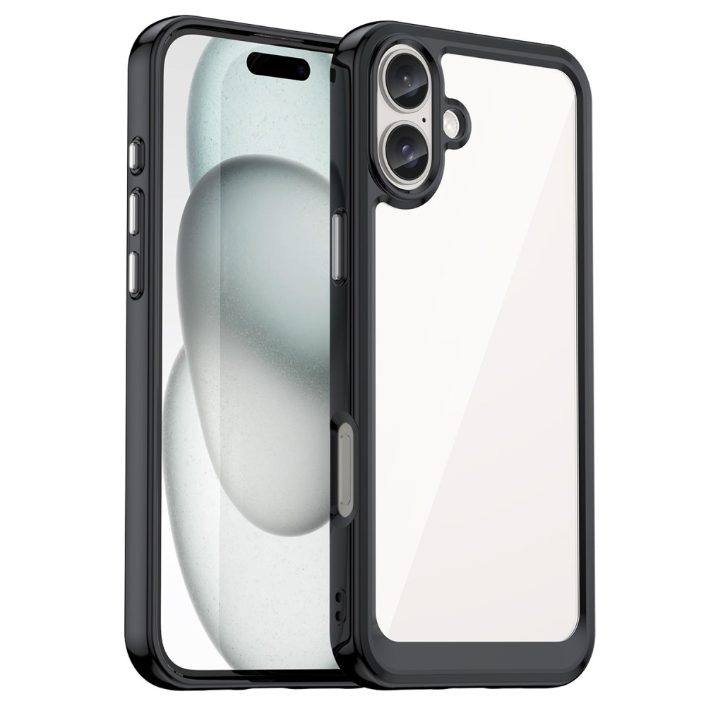 Gelový obal s pevnými zády na iPhone 16 - černý