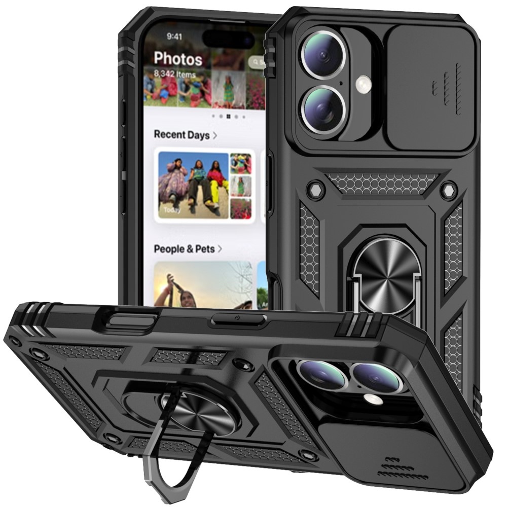 Slide odolný kryt na iPhone 16 - černý
