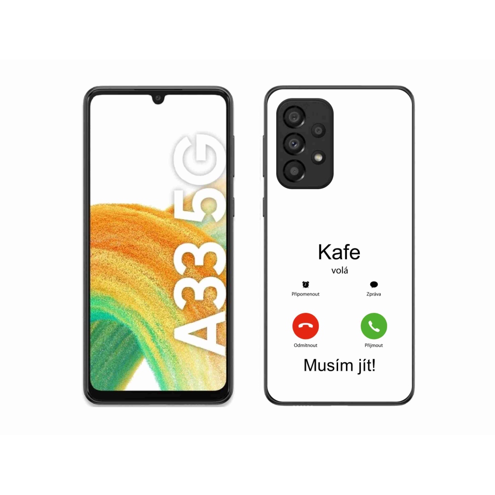 Gelový kryt mmCase na Samsung Galaxy A33 5G - kafe volá bílé pozadí