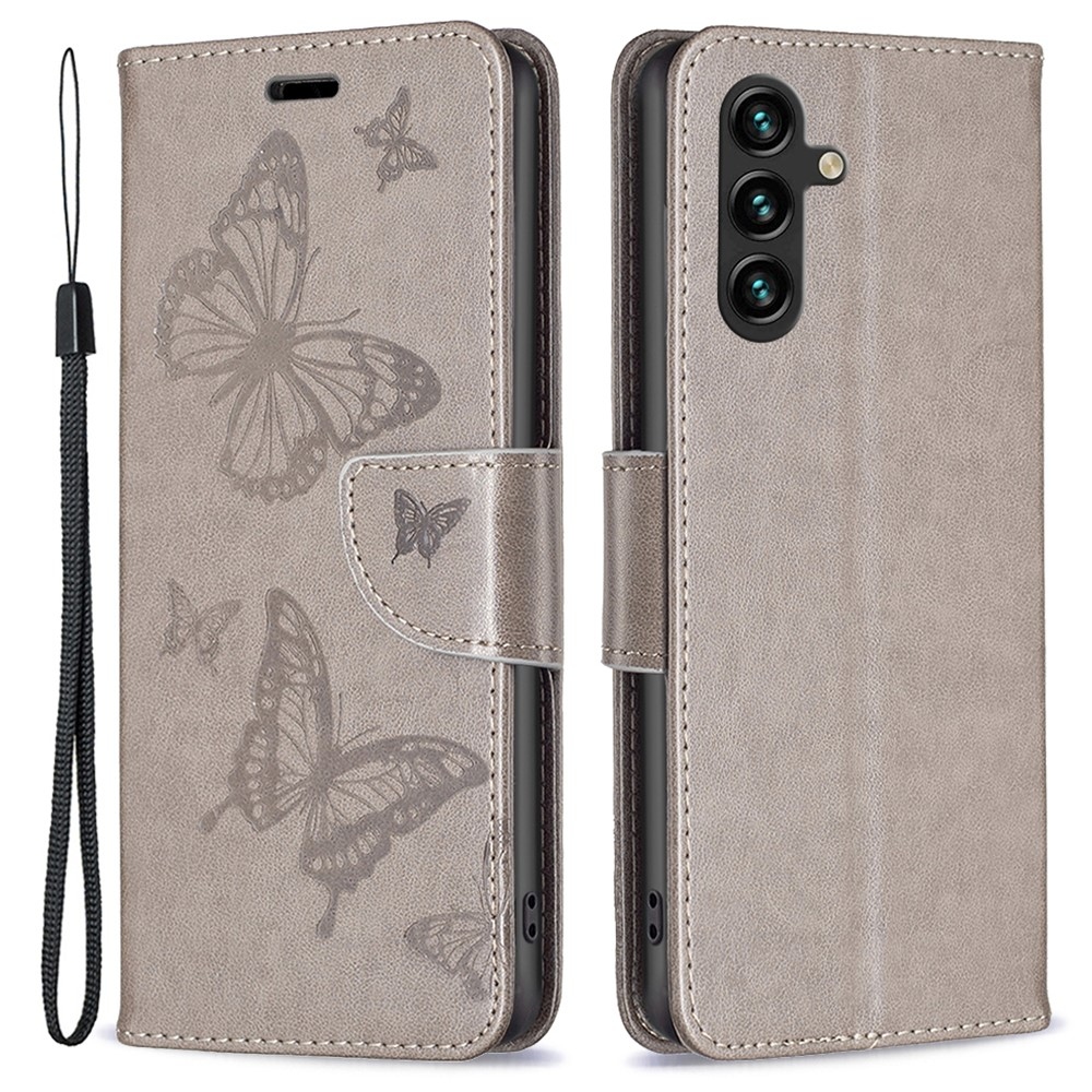 Butterfly knížkové pouzdro na Samsung Galaxy A55 5G - šedé