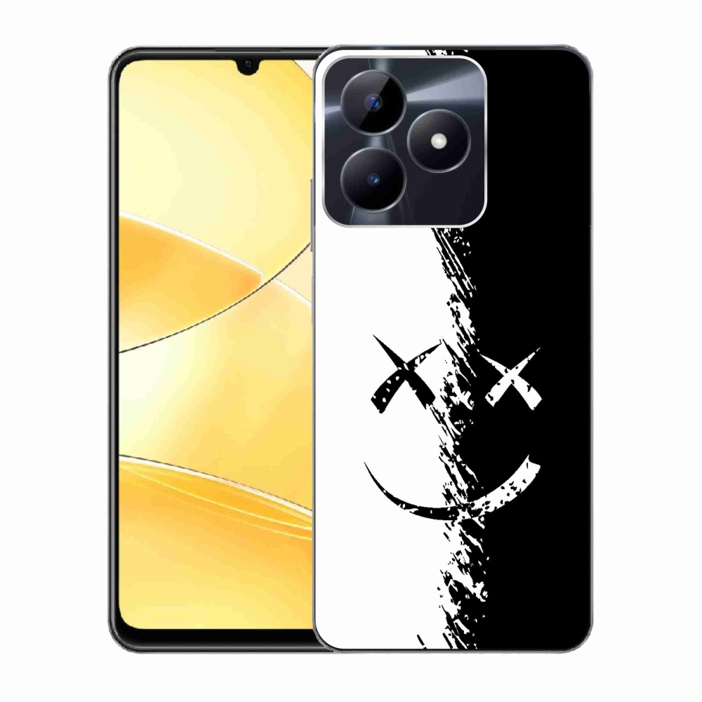 Gelový kryt mmCase na Realme C51/C53 - černobílý smajlík
