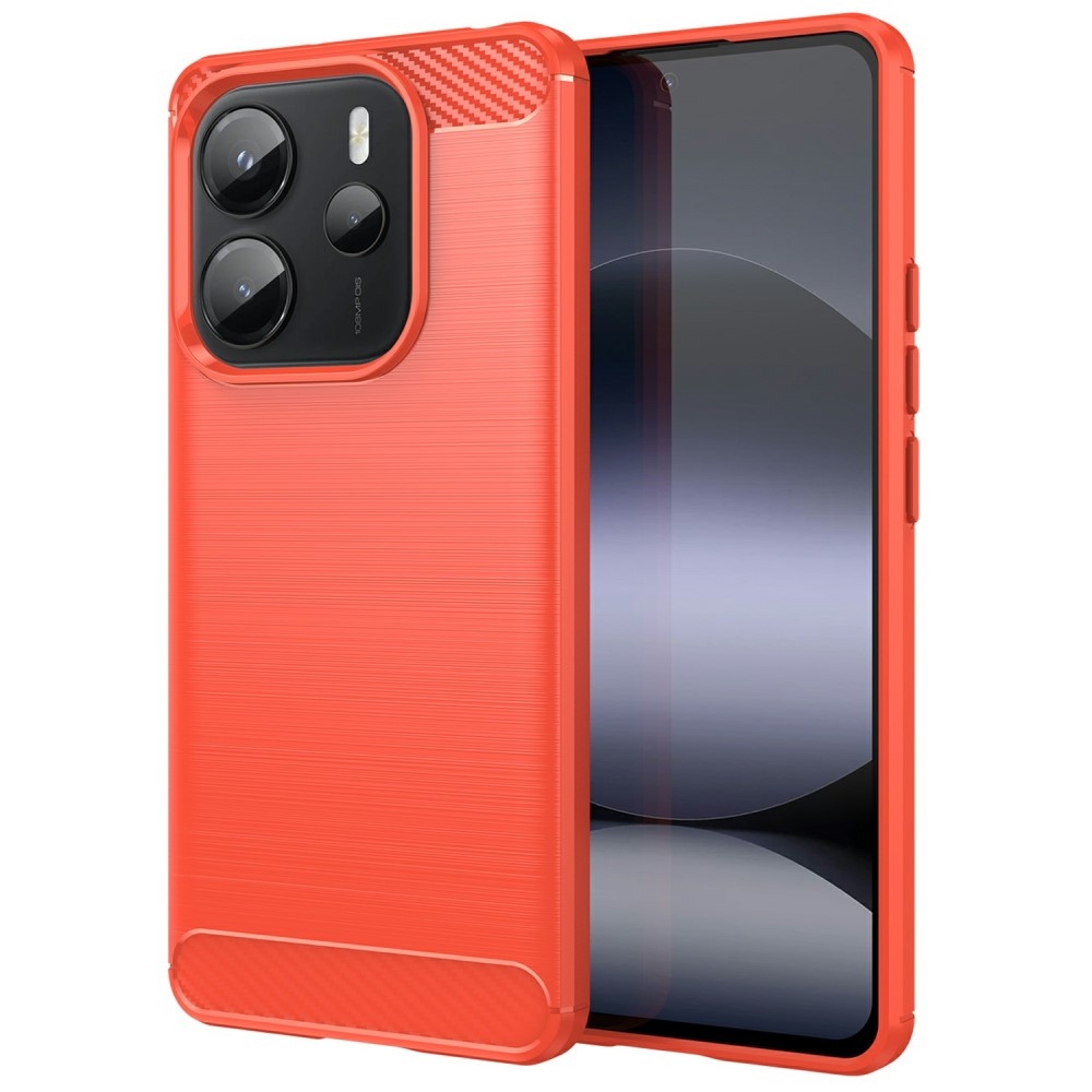 Carbon odolný gelový obal na Xiaomi Redmi Note 14 - červený