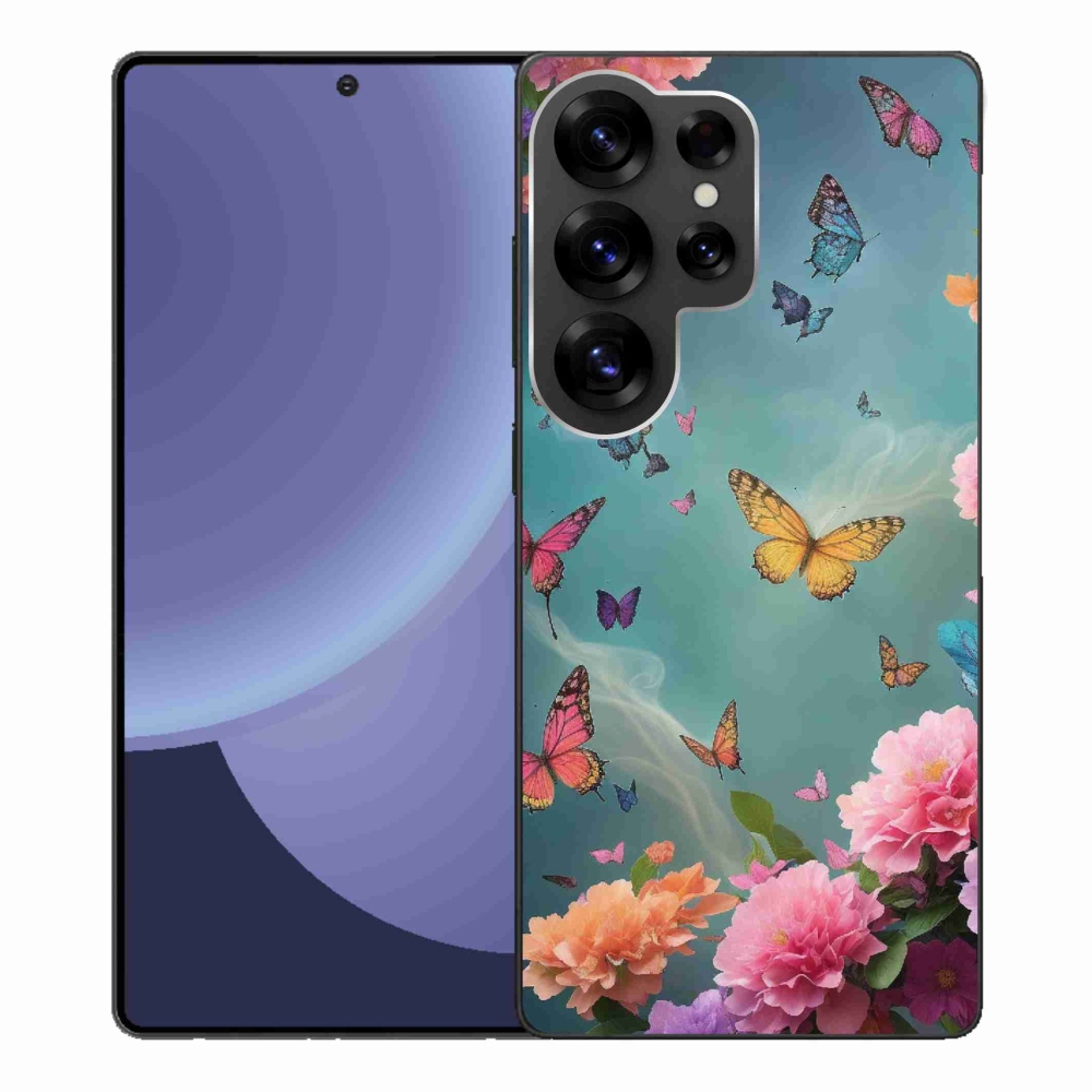Gelový kryt mmCase na Samsung Galaxy S25 Ultra - barevné květy a motýli