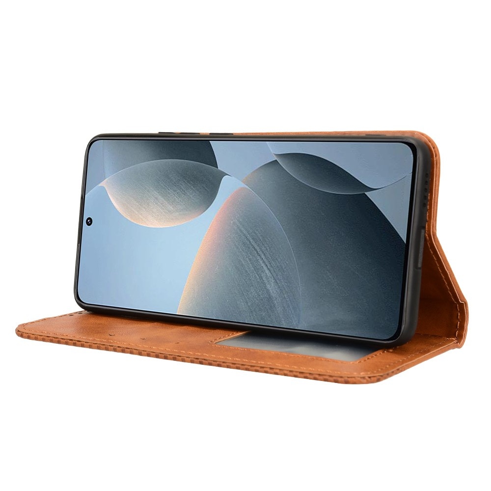 Vintage knížkové pouzdro na Xiaomi Poco X6 Pro 5G - hnědé