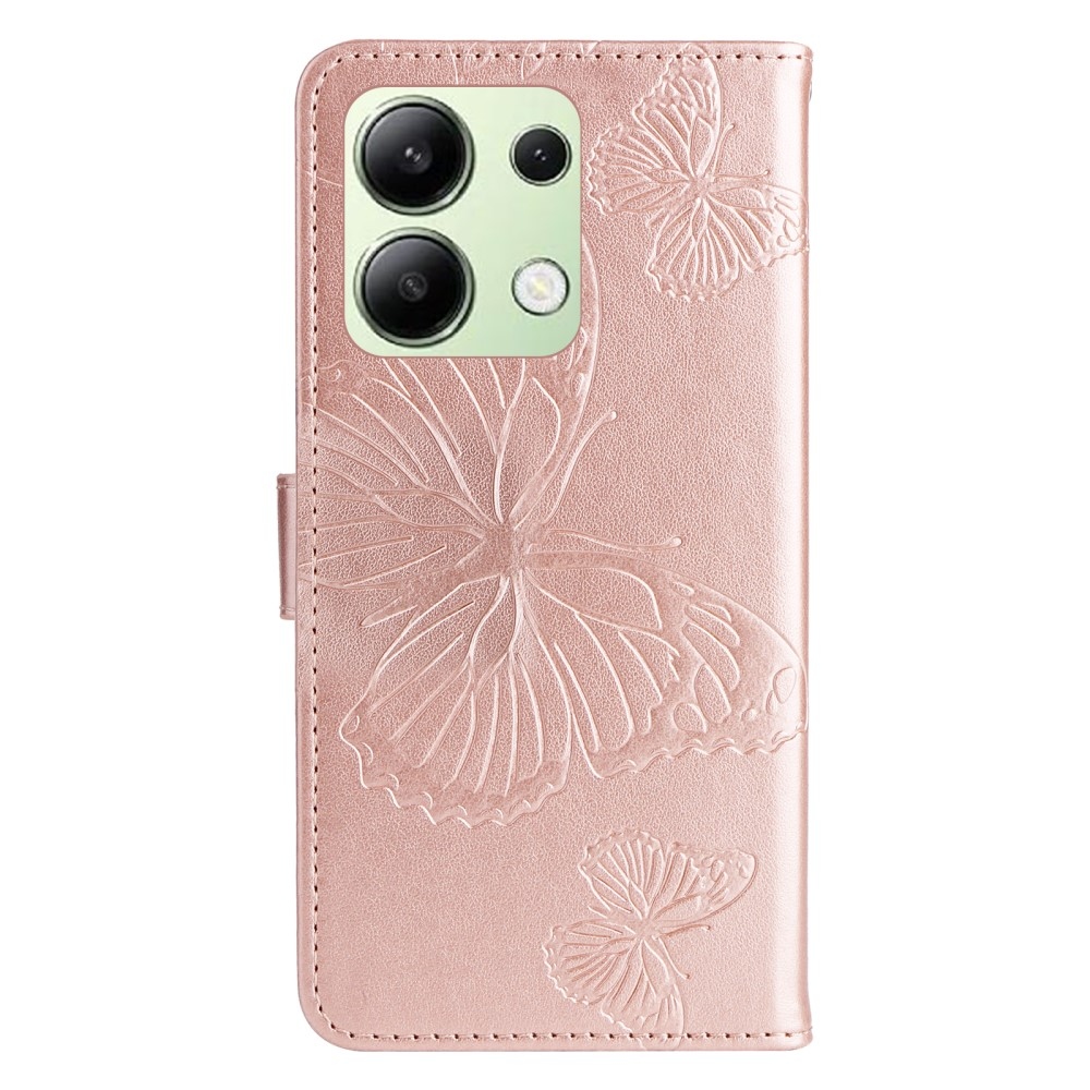 Big Butterfly knížkové pouzdro na Xiaomi Redmi Note 13 - růžovozlaté