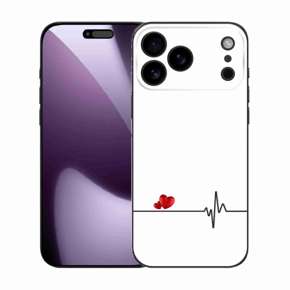 Gelový kryt mmCase na iPhone 17 Pro Max - srdce a tep bílé pozadí