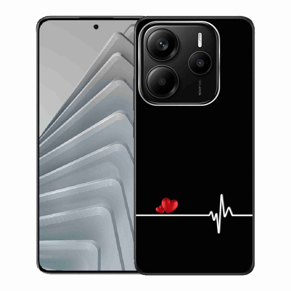 Gelový kryt mmCase na Xiaomi Redmi Note 14 5G - srdce a tep černé pozadí