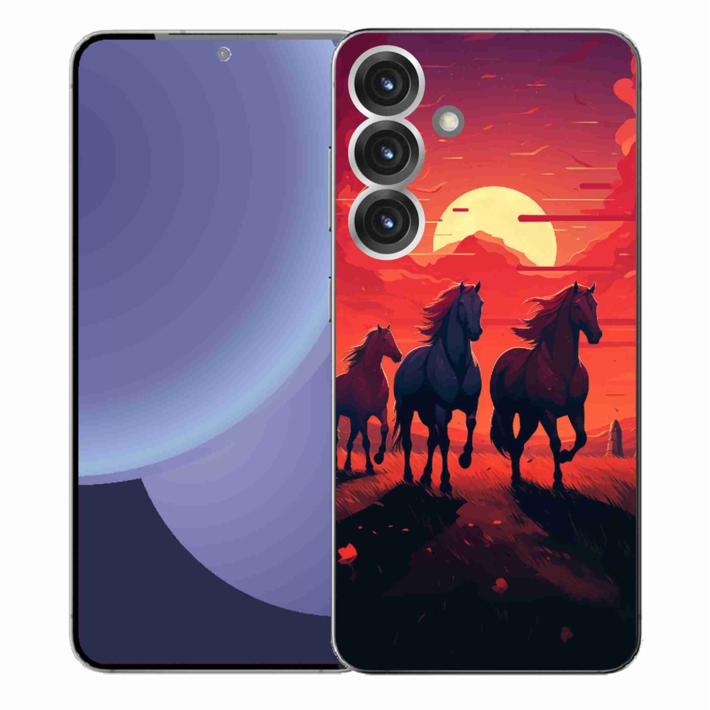 Gelový kryt mmCase na Samsung Galaxy S25+ - koně a západ slunce