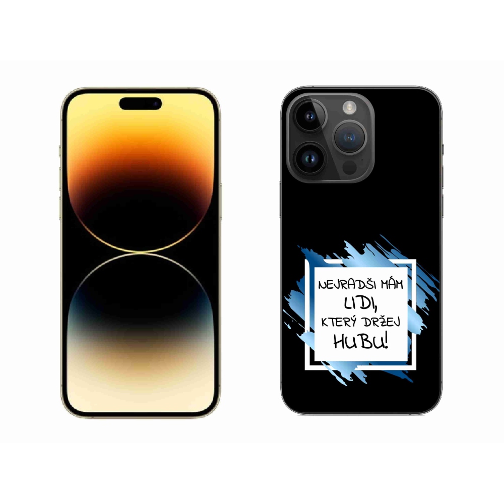 Gelový kryt mmCase na iPhone 14 Pro Max 6.7 - vtipný text 7 bíločerné pozadí