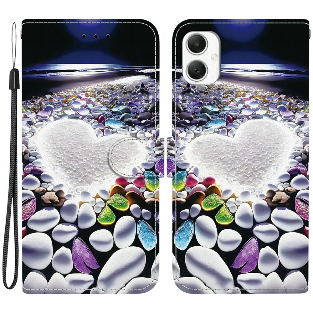 Versatile knížkové pouzdro na Samsung Galaxy A06 4G - srdce a kamínky