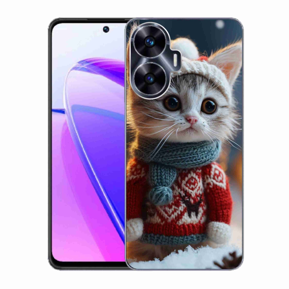 Gelový kryt mmCase na Realme C55 - kotě ve svetru
