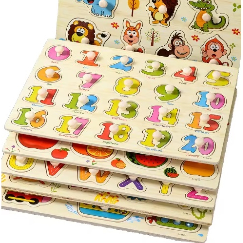 Dřevěné dětské puzzle s úchytem - podmořský život