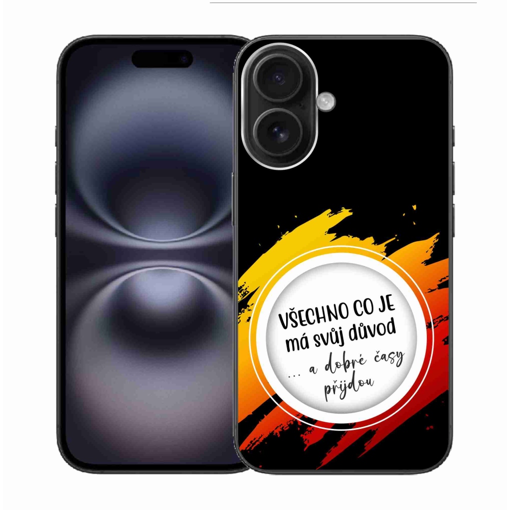 Gelový kryt mmCase na iPhone 16 - citát 3 černé pozadí
