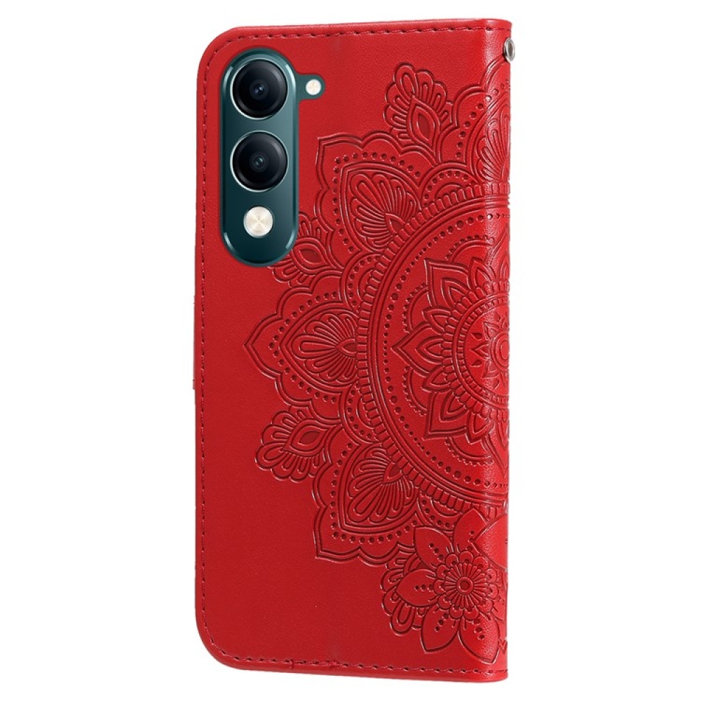 Floral knížkové pouzdro na Vivo Y29s 5G - červené