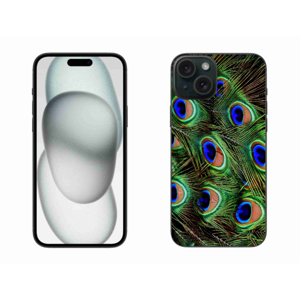 Gelový kryt mmCase na iPhone 15 Plus - paví peří