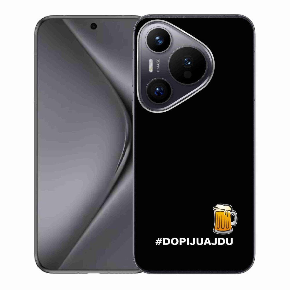 Gelový kryt mmCase na Huawei Pura 70 - pivní motiv 1 černé pozadí