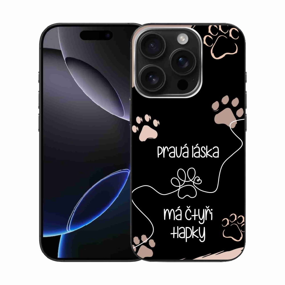 Gelový kryt mmCase na iPhone 16 Pro - psí motiv 1 černé pozadí
