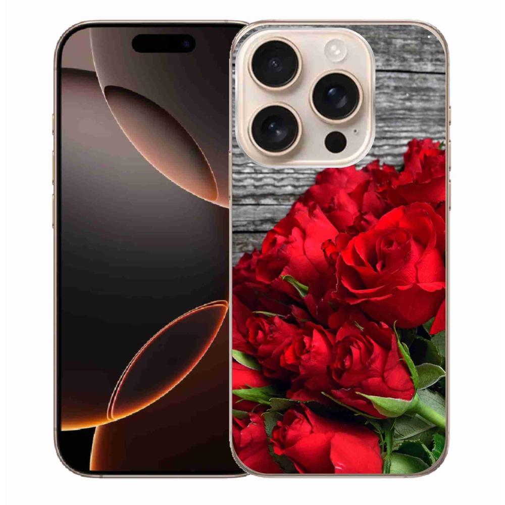 Gelový kryt mmCase na iPhone 16 Pro Max - červené růže