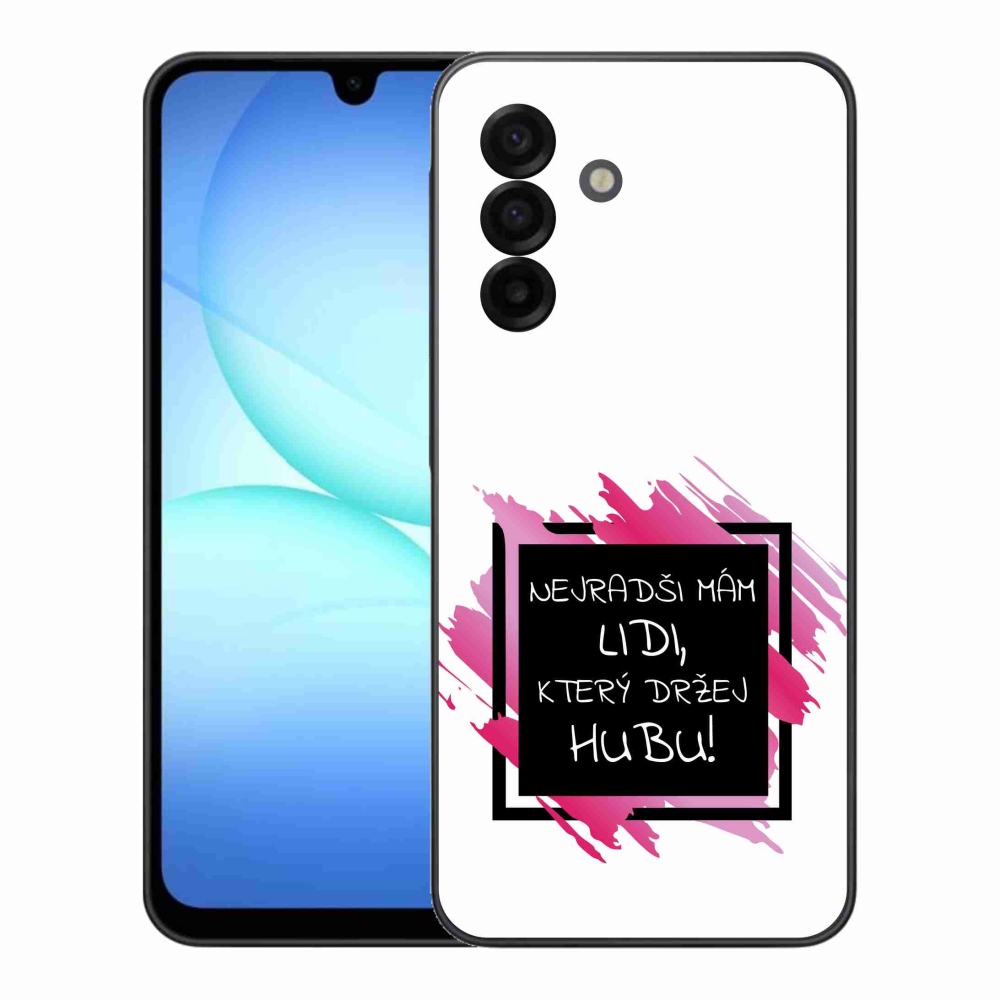 Gelový kryt mmCase na Samsung Galaxy A17 5G - vtipný text 7 černobílé pozadí