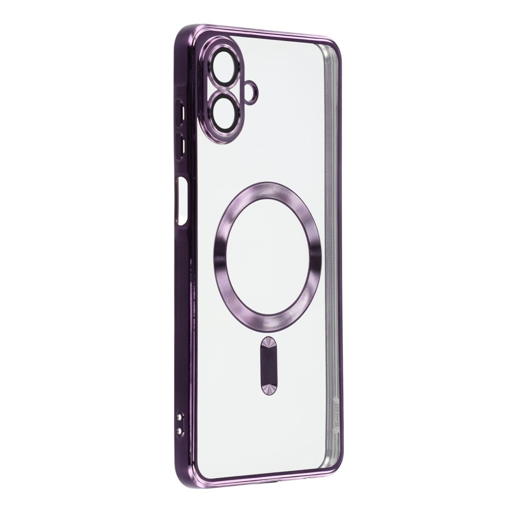 Clear obal s ochranou fotoaparátu a podporou MagSafe na Samsung Galaxy A07 4G - fialový