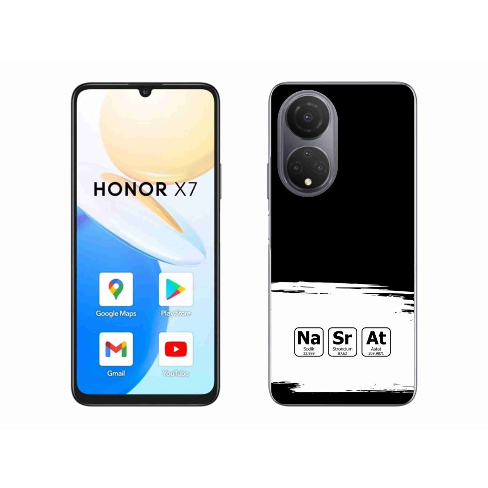 Gelový kryt mmCase na Honor X7 - chemické prvky bíločerné pozadí