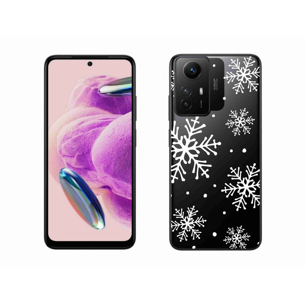 Gelový kryt mmCase na Xiaomi Redmi Note 12S - bílé vločky na průhledném pozadí