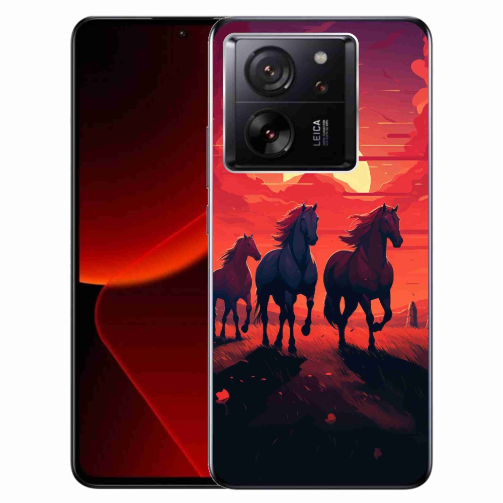 Gelový kryt mmCase na Xiaomi 13T/13T Pro - koně a západ slunce
