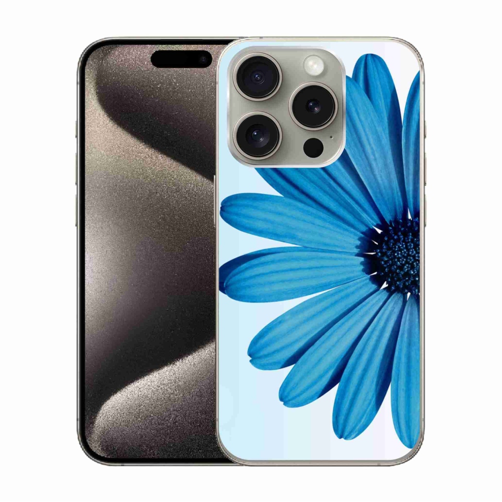 Gelový obal mmCase na iPhone 15 Pro - modrá kopretina