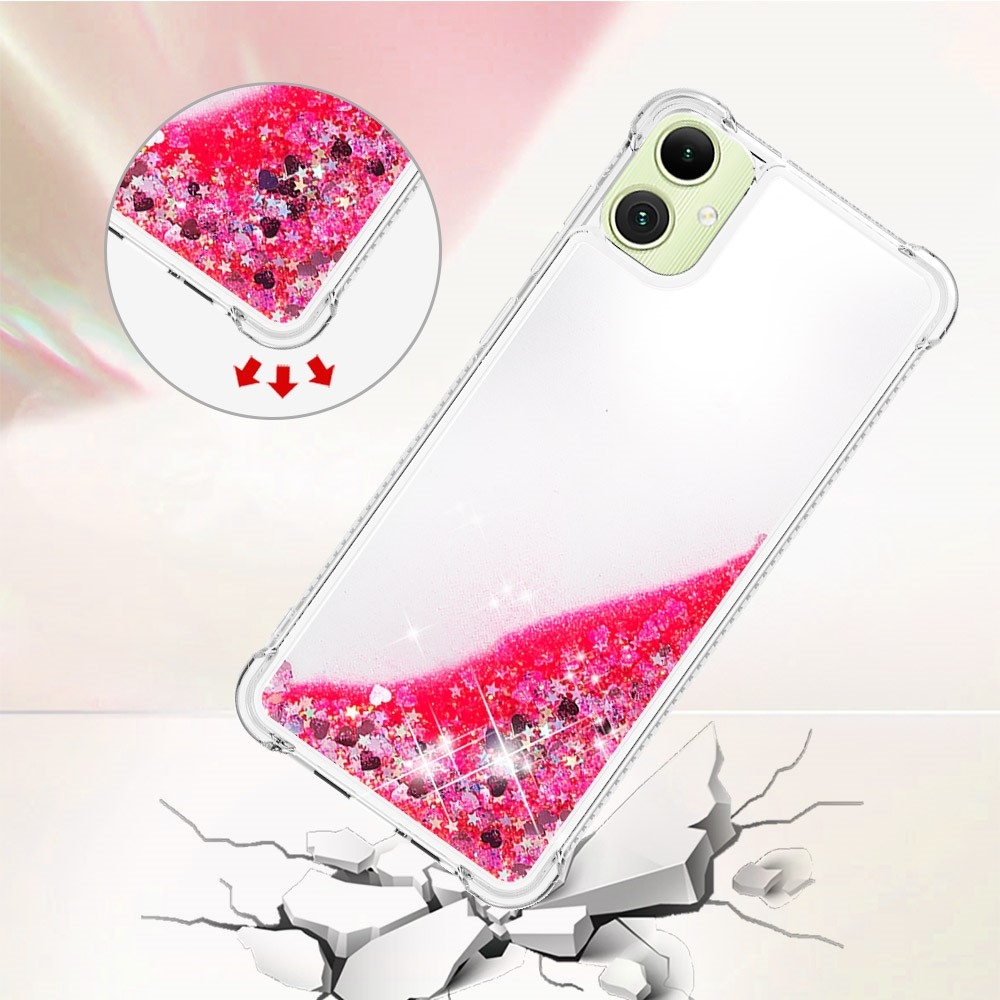 Glitter přesýpací gelový obal na Samsung Galaxy A06 4G - růžový/srdíčka