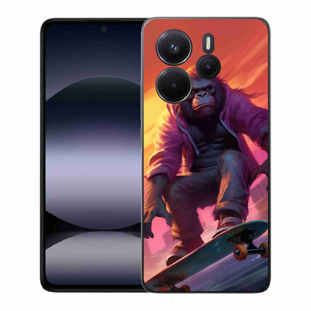 Gelový kryt mmCase na Xiaomi Redmi Note 14 - gorila na skateboardu