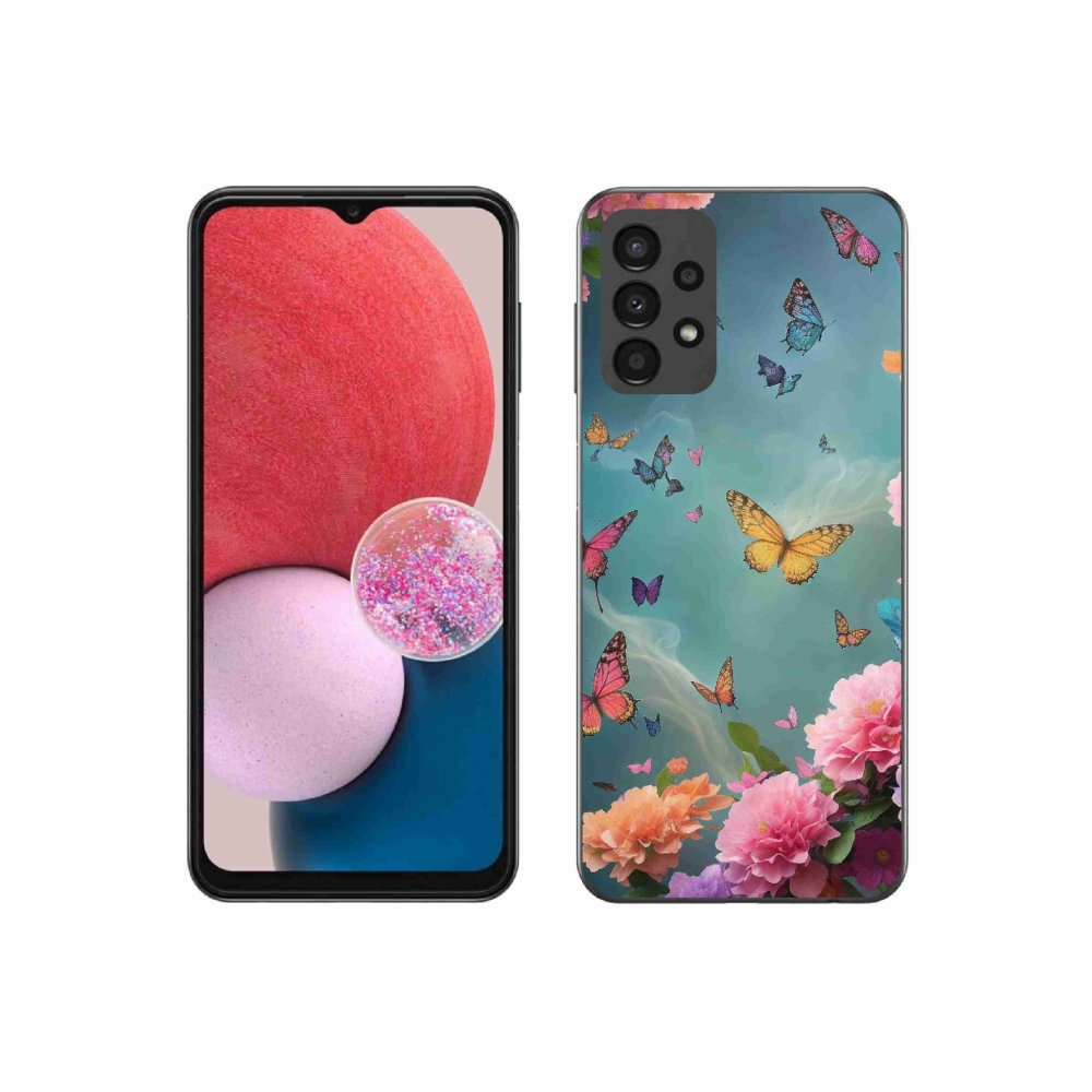Gelový kryt mmCase na Samsung Galaxy A13 4G - barevné květy a motýli