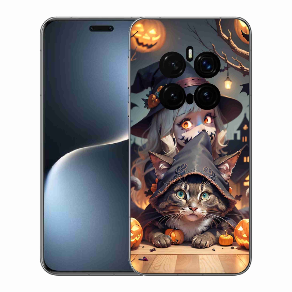 Gelový kryt mmCase na Honor Magic 7 Pro 5G - čarodějnice s kočkou