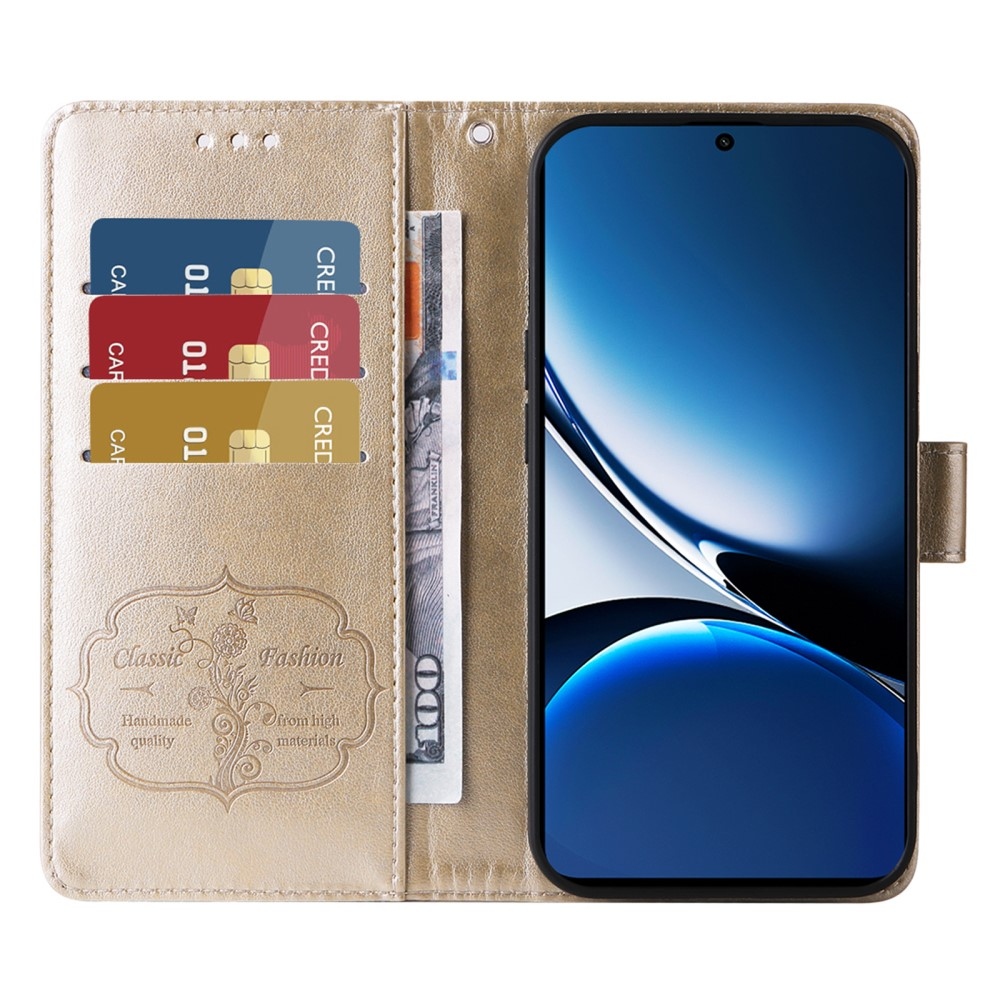 Flowery knížkové pouzdro na Xiaomi Poco X7 Pro 5G - zlaté