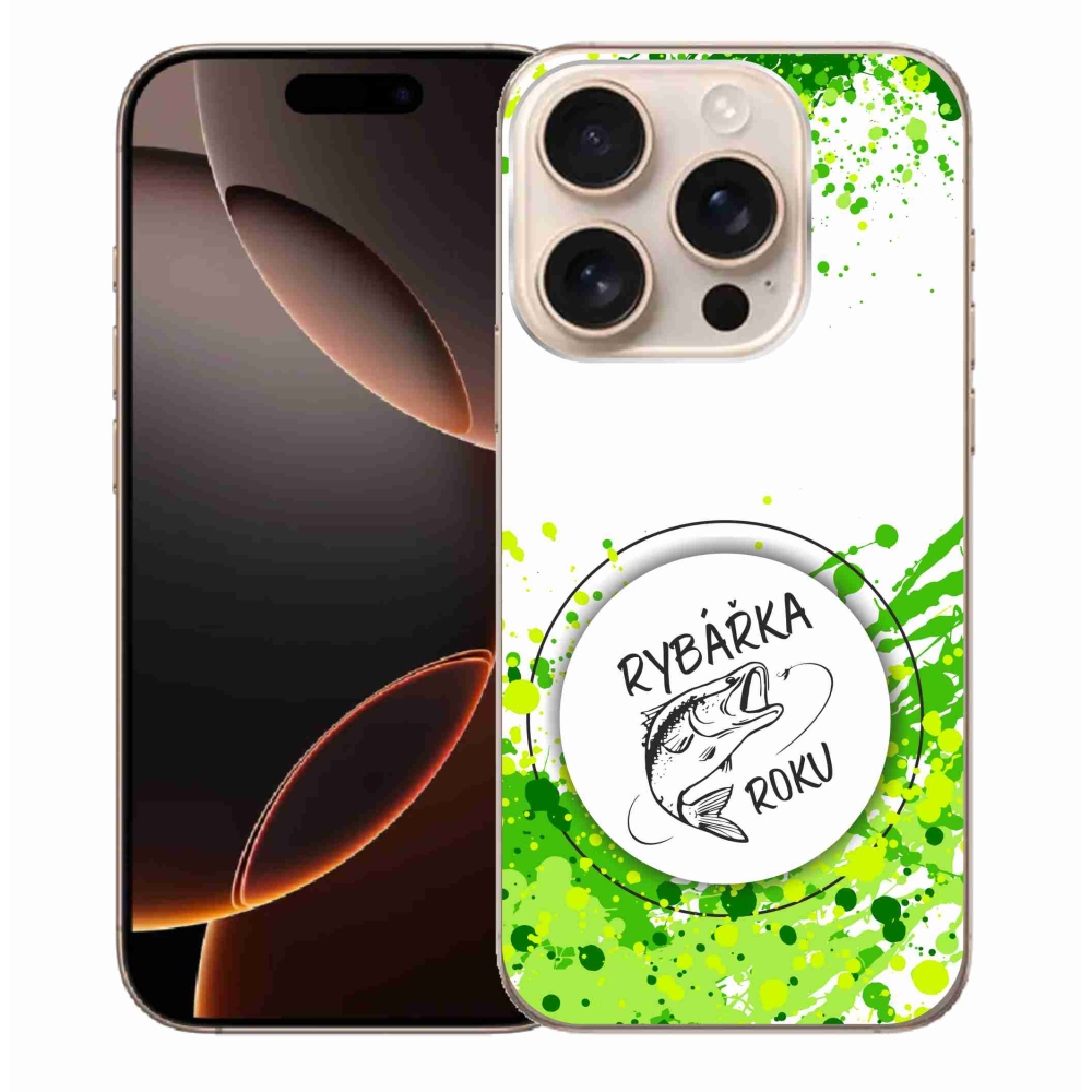 Gelový kryt mmCase na iPhone 16 Pro Max - rybářka roku bílé pozadí