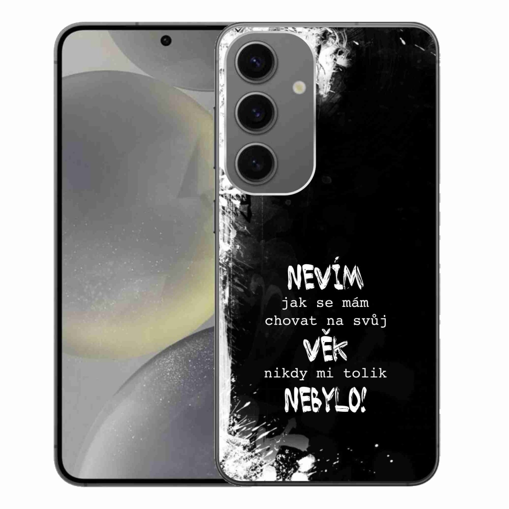 Gelový kryt mmCase na Samsung Galaxy S24+ - vtipný text 14 černé pozadí