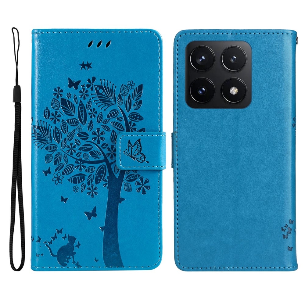 Trees knížkové pouzdro na Xiaomi 14T - modré